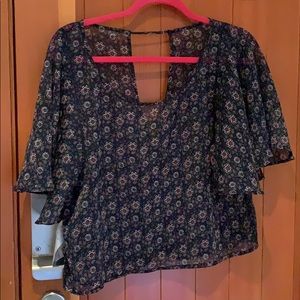 Sheer flower patterned shirt